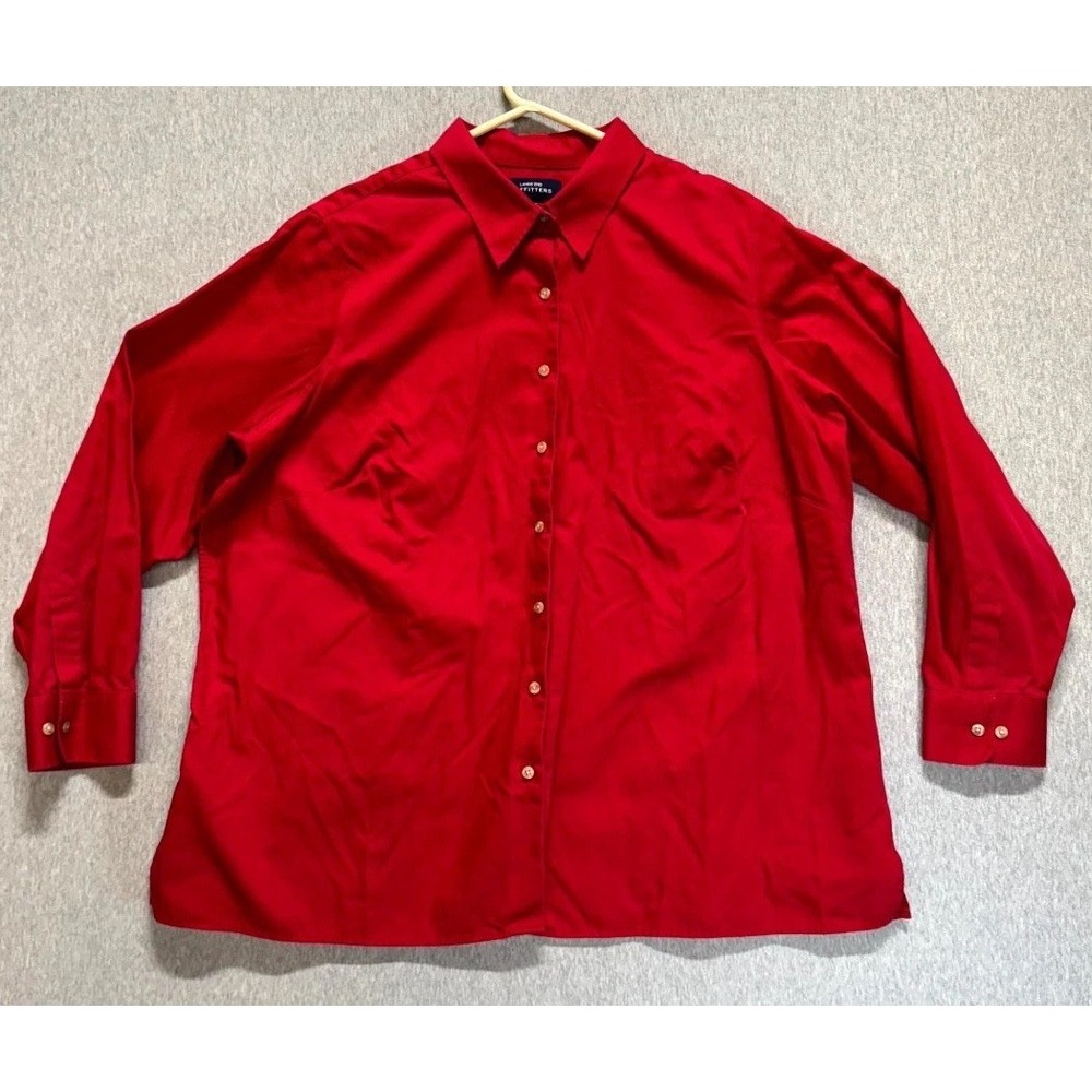 Lands' End Outfitters Shirt Womens 2X Red Side Slit Button Up Casual Outdoor